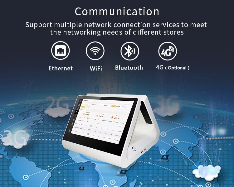 network connection of 12 inch Triangular Dual-screen Touch POS