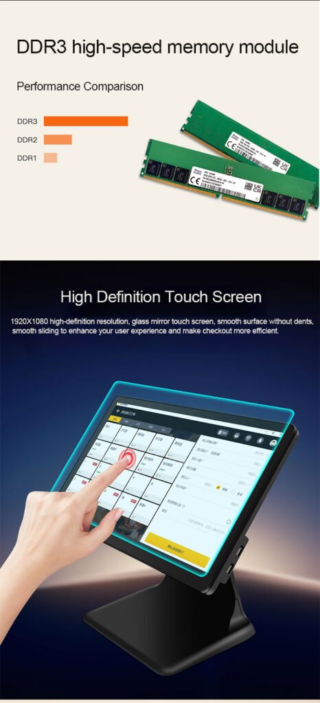 memory of 21.5 Inch Dual Touch  Screen POS 