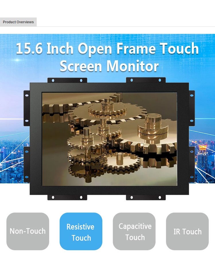 15.6 inch Metal Case Open Frame Monitor resistive touch