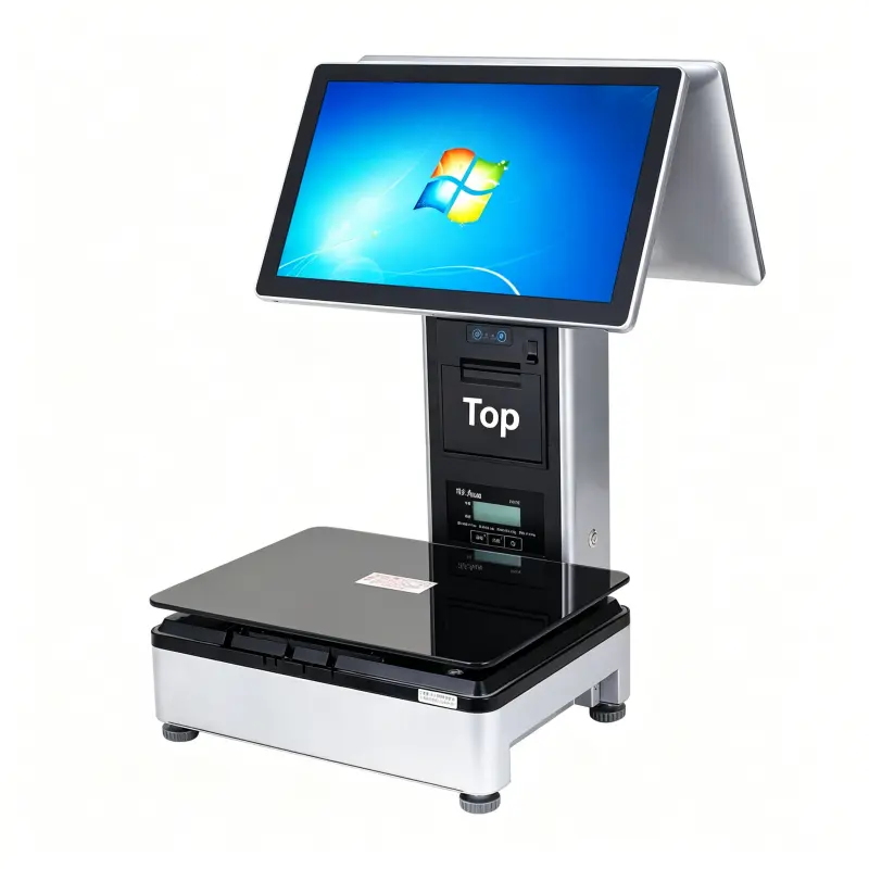Dual touch screen weighing POS machine with Tempered glass weighing tray