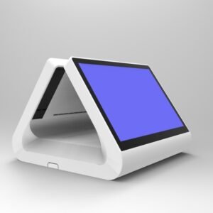 side view of A-frame Triangular Dual-screen Touch POS