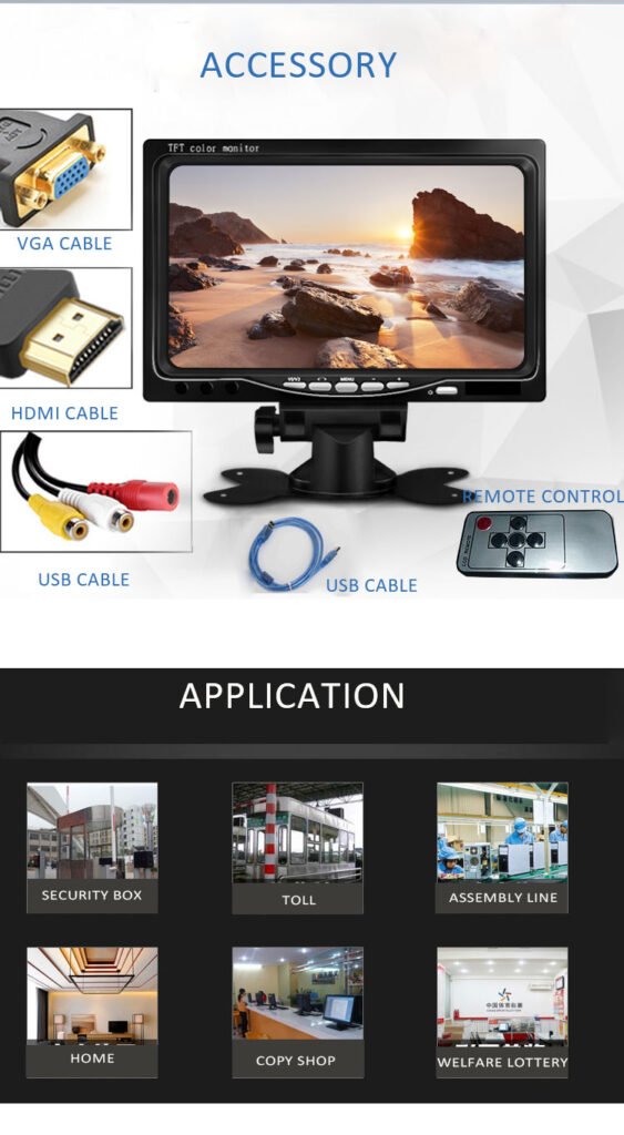 Accessory and Application of 7 inch Resistive Touch Screen Monitor