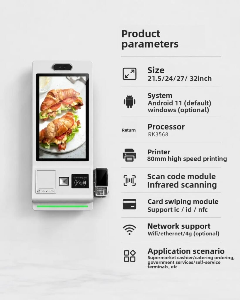 parameters of 21.5 inch self-service payment kiosk